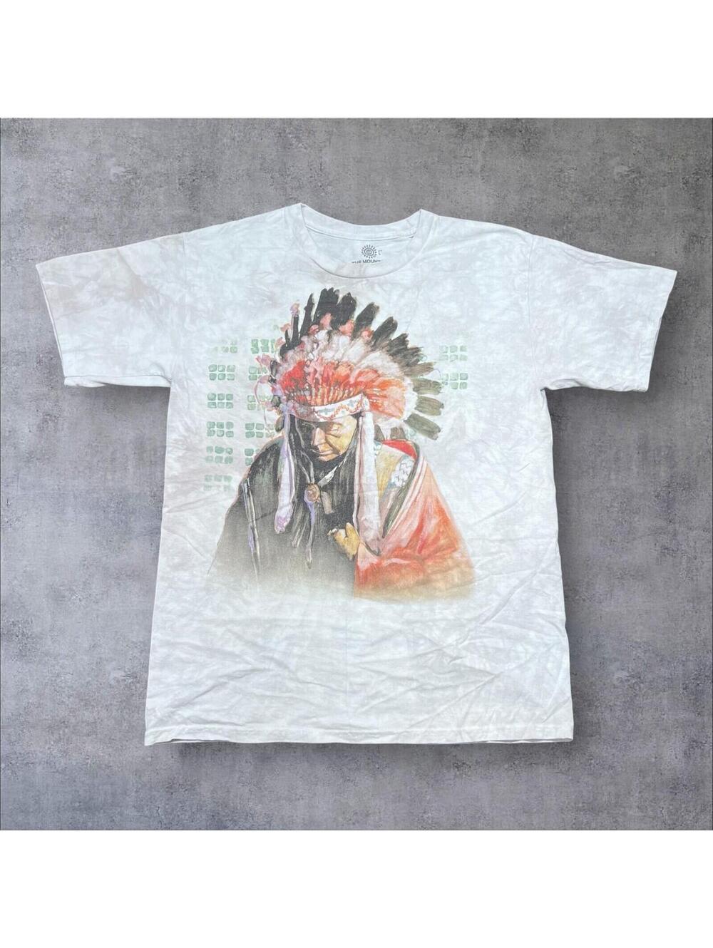 Vintage Y2K Native American Wildlife Tribe Center Graphic Mountain Men’s Tee L
